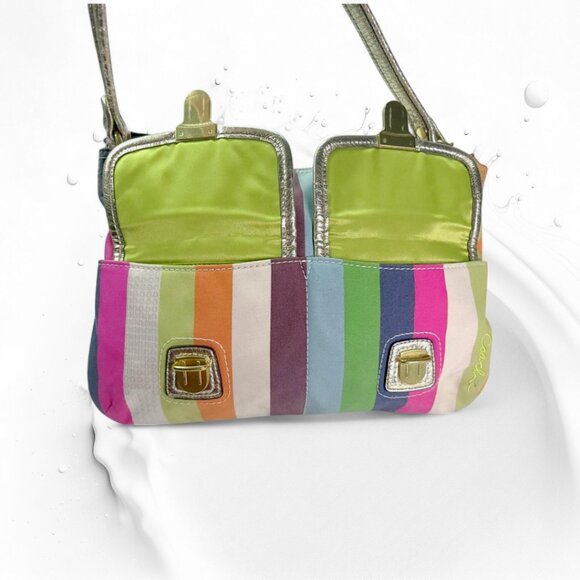 COACH Poppy Legacy multicolor sequin striped Hippie bag & wallet - Picture 12 of 15